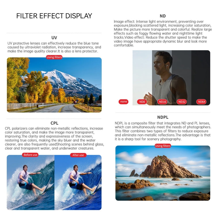 For DJI Osmo Action 4 JUNESTAR Threaded Camera Lens Filter, Filter:ND64PL - Lens Filter by JSR | Online Shopping South Africa | PMC TechLife | Buy Now Pay Later Mobicred