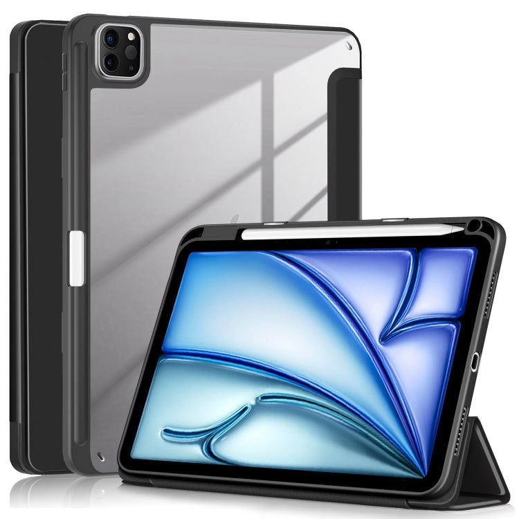 For iPad Air 11 2024 / Pro 11 2022 Acrylic 3-Fold Smart Leather Tablet Case(Black) - iPad Air 11 2024 Cases by PMC TechLife | Online Shopping South Africa | PMC TechLife | Buy Now Pay Later Mobicred