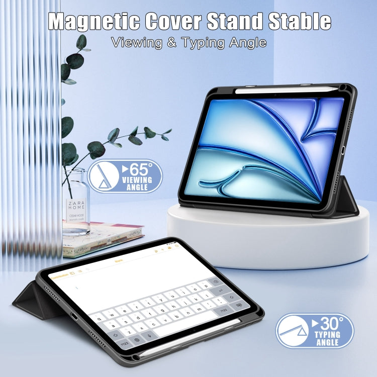 For iPad Air 11 2024 / Pro 11 2022 Acrylic 3-Fold Smart Leather Tablet Case(Black) - iPad Air 11 2024 Cases by PMC TechLife | Online Shopping South Africa | PMC TechLife | Buy Now Pay Later Mobicred