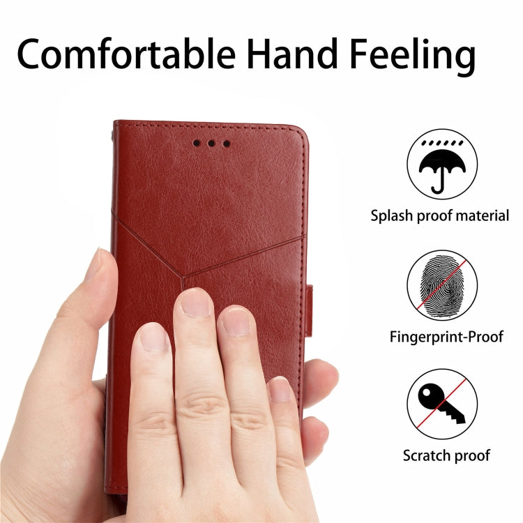 For Samsung Galaxy S25+ 5G Y-shaped Pattern Flip Leather Phone Case(Brown) - Galaxy S25+ 5G Cases by PMC Jewellery | Online Shopping South Africa | PMC Jewellery | Buy Now Pay Later Mobicred