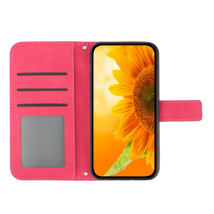 For Samsung Galaxy S25 5G Skin Feel Sun Flower Embossed Flip Leather Phone Case with Lanyard(Rose Red) - Galaxy S25 5G Cases by PMC Jewellery | Online Shopping South Africa | PMC Jewellery | Buy Now Pay Later Mobicred