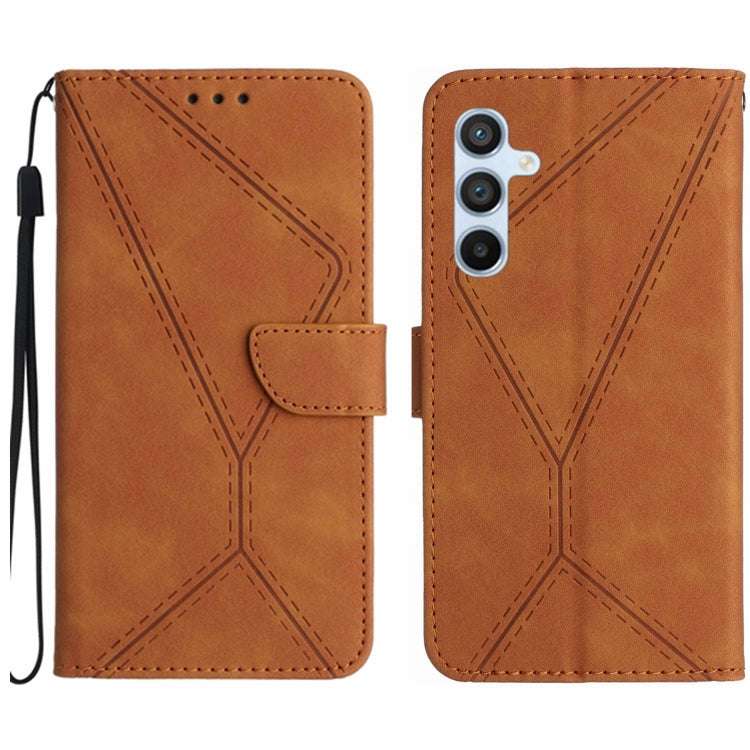 For Samsung Galaxy S25 5G Stitching Embossed Leather Phone Case(Brown) - Galaxy S25 5G Cases by PMC Jewellery | Online Shopping South Africa | PMC Jewellery | Buy Now Pay Later Mobicred