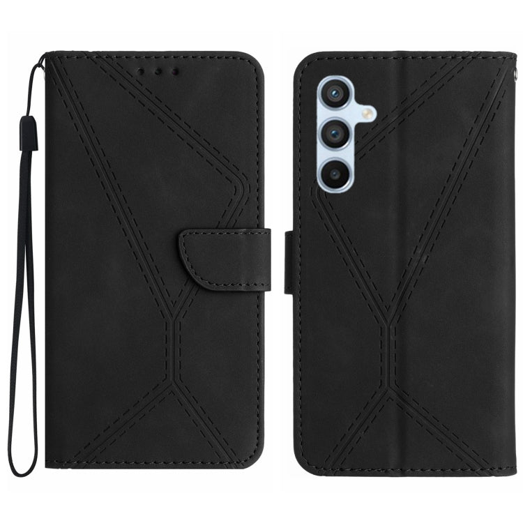 For Samsung Galaxy S25 5G Stitching Embossed Leather Phone Case(Black) - Galaxy S25 5G Cases by PMC Jewellery | Online Shopping South Africa | PMC Jewellery | Buy Now Pay Later Mobicred