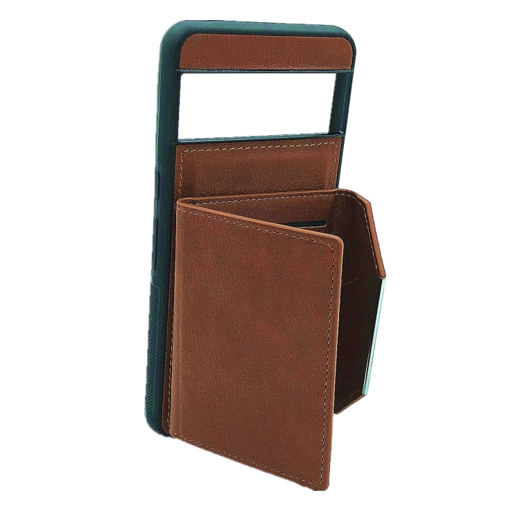 For Google Pixel 9 Pro XL Solid Color Metal Buckle Card Slots Bag Phone Case(Brown) - Google Cases by PMC TechLife | Online Shopping South Africa | PMC TechLife | Buy Now Pay Later Mobicred