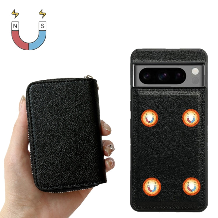 For Google Pixel 9 Pro XL Solid Color Zipper 11-Card Slots Bag Phone Case with Lanyard(Black) - Google Cases by PMC TechLife | Online Shopping South Africa | PMC TechLife | Buy Now Pay Later Mobicred