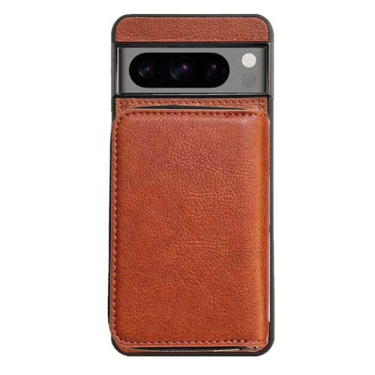 For Google Pixel 8 Solid Color Zipper 11-Card Slots Bag Phone Case with Lanyard(Brown) - Google Cases by PMC TechLife | Online Shopping South Africa | PMC TechLife | Buy Now Pay Later Mobicred