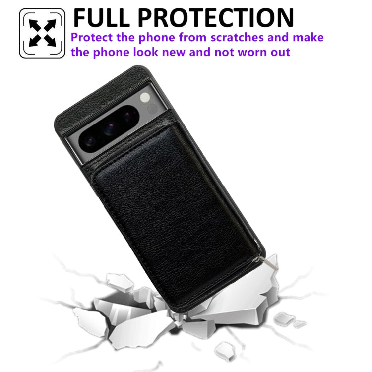 For Google Pixel 7 Solid Color Zipper 11-Card Slots Bag Phone Case with Lanyard(Black) - Google Cases by PMC TechLife | Online Shopping South Africa | PMC TechLife | Buy Now Pay Later Mobicred