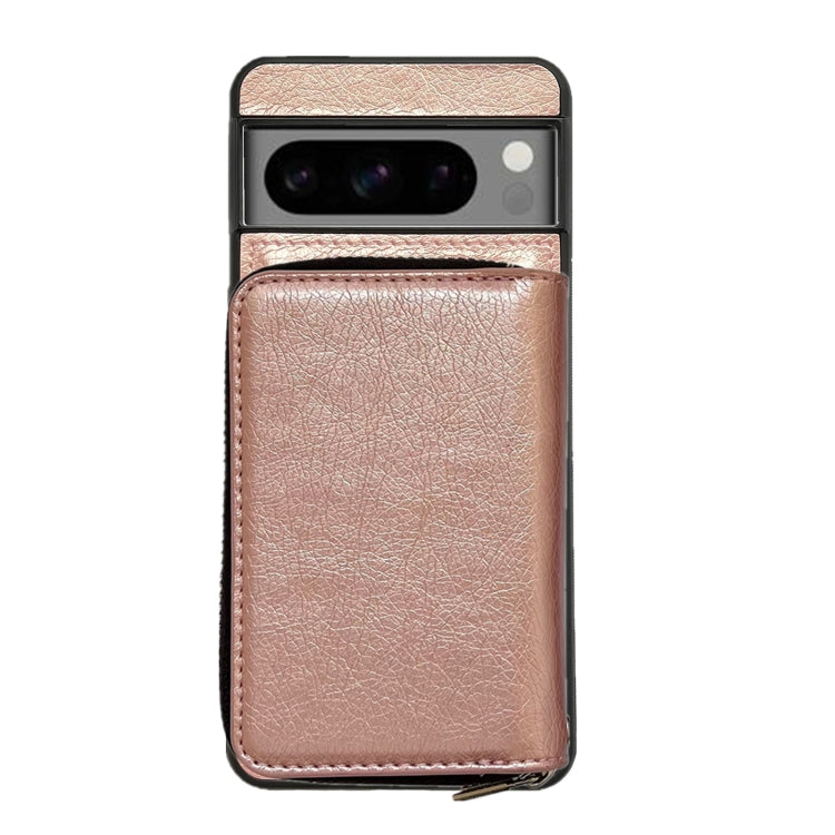 For Google Pixel 6 Pro Solid Color Zipper 11-Card Slots Bag Phone Case with Lanyard(Rose Gold) - Google Cases by PMC TechLife | Online Shopping South Africa | PMC TechLife | Buy Now Pay Later Mobicred