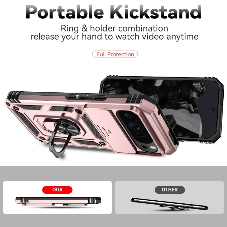 For Google Pixel 9 Pro Sliding Camshield Holder Phone Case(Rose Gold) - Google Cases by PMC TechLife | Online Shopping South Africa | PMC TechLife | Buy Now Pay Later Mobicred