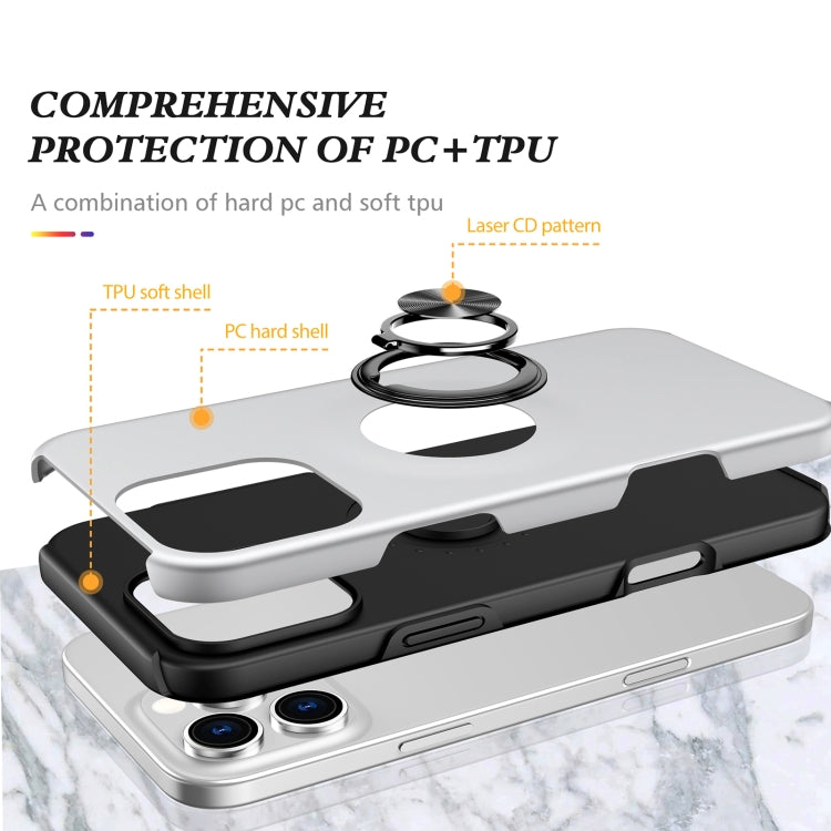 For iPhone 16 Pro Max Magnetic Ring Holder Phone Case(Silver) - iPhone 16 Pro Max Cases by PMC TechLife | Online Shopping South Africa | PMC TechLife | Buy Now Pay Later Mobicred