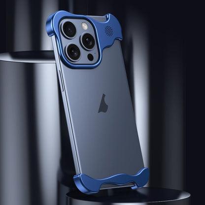 For iPhone 12 Aromatherapy Alloy Frameless Phone Case(Blue) - iPhone 12 / 12 Pro Cases by PMC Jewellery | Online Shopping South Africa | PMC Jewellery | Buy Now Pay Later Mobicred