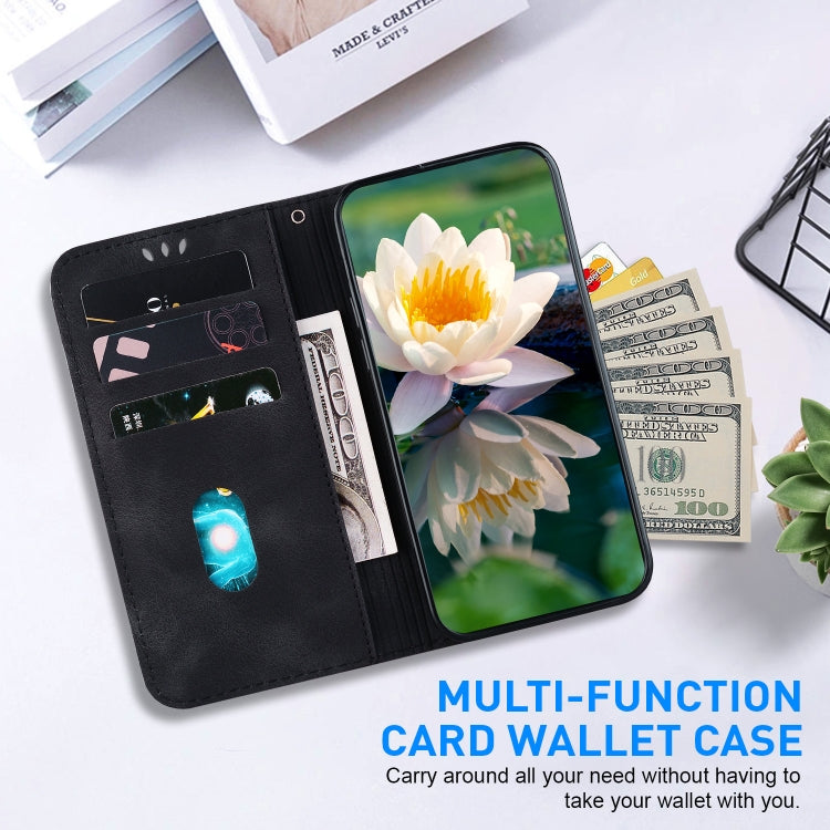 For iPhone 16e Lotus Embossed Leather Phone Case(Black) - iPhone 16e Cases by PMC TechLife | Online Shopping South Africa | PMC TechLife | Buy Now Pay Later Mobicred