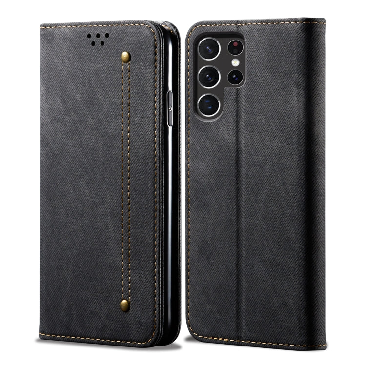 For Samsung Galaxy S25 Ultra 5G Denim Texture Casual Style Horizontal Flip Leather Case(Black) - Galaxy S25 Ultra 5G Cases by PMC Jewellery | Online Shopping South Africa | PMC Jewellery | Buy Now Pay Later Mobicred