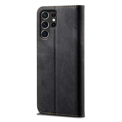 For Samsung Galaxy S25 Ultra 5G Denim Texture Casual Style Horizontal Flip Leather Case(Black) - Galaxy S25 Ultra 5G Cases by PMC Jewellery | Online Shopping South Africa | PMC Jewellery | Buy Now Pay Later Mobicred