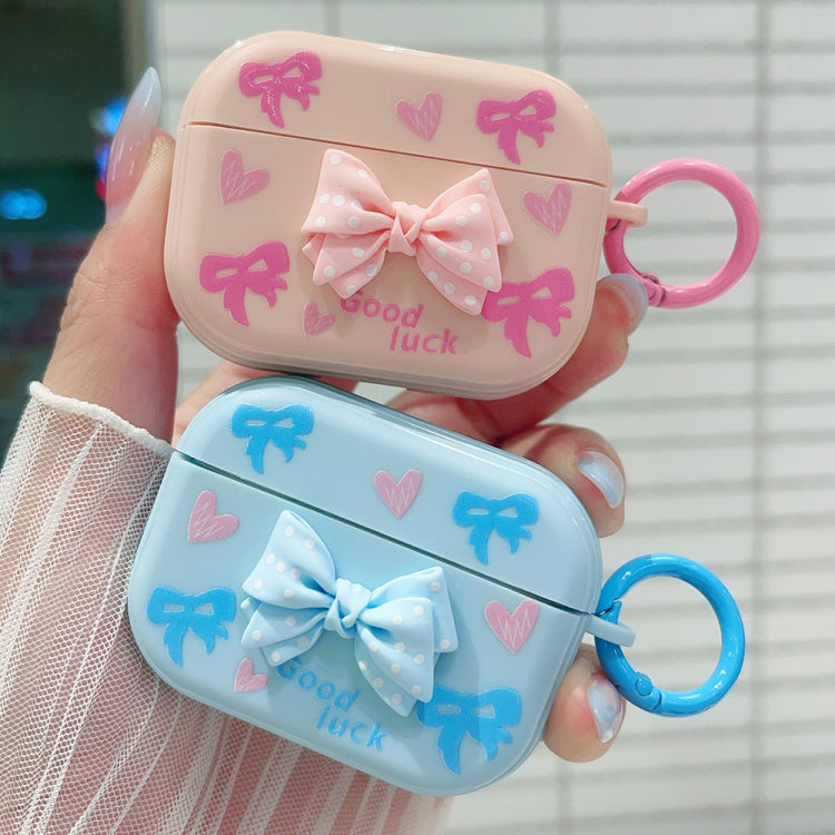 For AirPods Pro 3D Dot Bowknot Bluetooth Earphone Protective Case(Pink) - For AirPods Pro by PMC Jewellery | Online Shopping South Africa | PMC Jewellery | Buy Now Pay Later Mobicred
