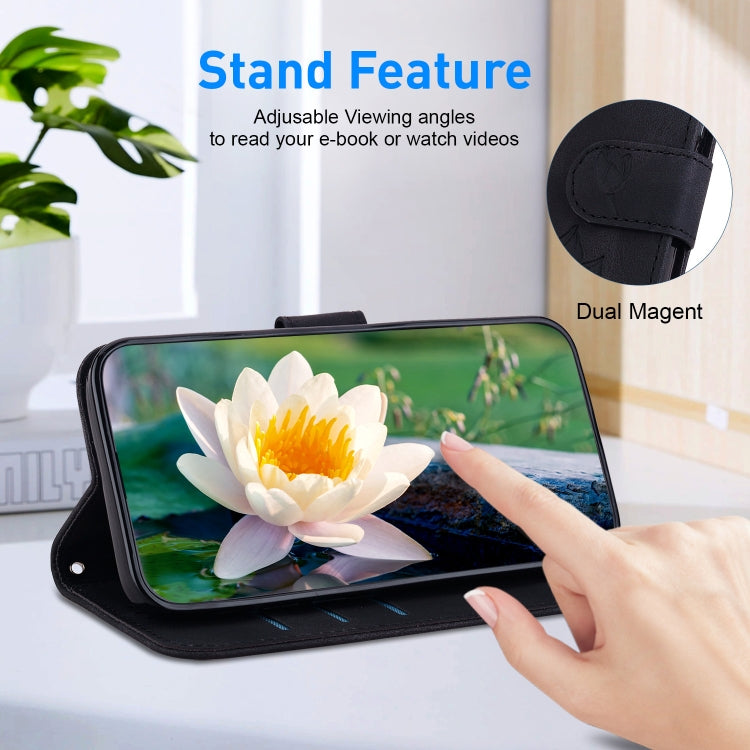 For Google Pixel 9 Lotus Embossed Leather Phone Case(Black) - Google Cases by PMC TechLife | Online Shopping South Africa | PMC TechLife | Buy Now Pay Later Mobicred