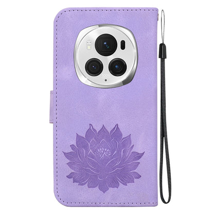 For Honor Magic6 Pro Lotus Embossed Leather Phone Case(Purple) - Honor Cases by PMC Jewellery | Online Shopping South Africa | PMC Jewellery | Buy Now Pay Later Mobicred