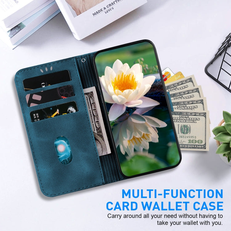 For Tecno Spark G0 2024 / Spark 20 Lotus Embossed Leather Phone Case(Dark Blue) - Tecno Cases by PMC Jewellery | Online Shopping South Africa | PMC Jewellery | Buy Now Pay Later Mobicred