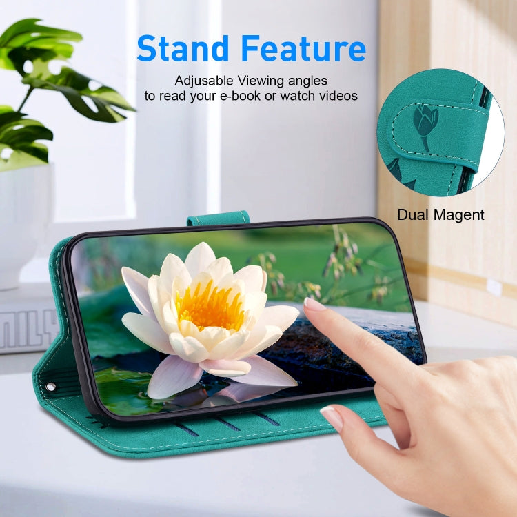 For Tecno Spark G0 2024 / Spark 20 Lotus Embossed Leather Phone Case(Green) - Tecno Cases by PMC Jewellery | Online Shopping South Africa | PMC Jewellery | Buy Now Pay Later Mobicred