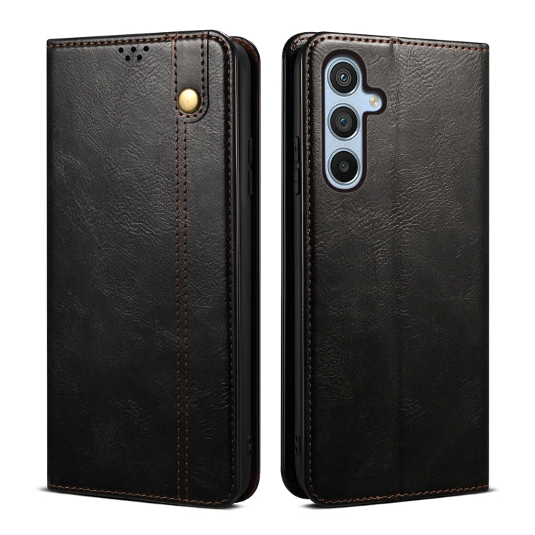 For Samsung Galaxy S25 5G Oil Wax Crazy Horse Texture Leather Phone Case(Black) - Galaxy S25 5G Cases by PMC Jewellery | Online Shopping South Africa | PMC Jewellery | Buy Now Pay Later Mobicred