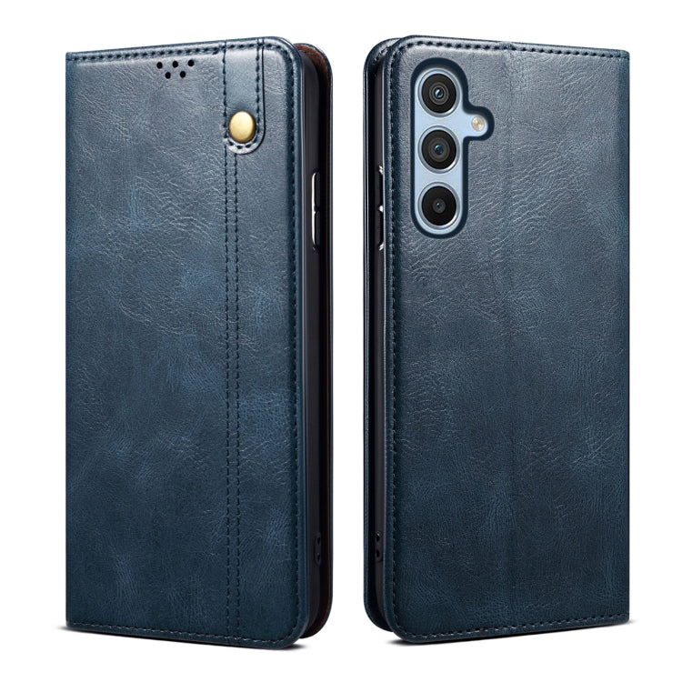 For Samsung Galaxy S25 5G Oil Wax Crazy Horse Texture Leather Phone Case(Blue) - Galaxy S25 5G Cases by PMC Jewellery | Online Shopping South Africa | PMC Jewellery | Buy Now Pay Later Mobicred