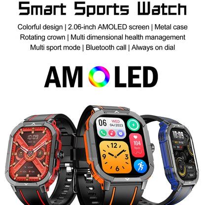 LEMFO HK56 2.06 inch BT5.3 IP68 Sport Smart Watch, Support Bluetooth Call / Message Notification / Heart Rate / Blood Pressure Health Monitor(Orange) - Smart Watches by LEMFO | Online Shopping South Africa | PMC Jewellery | Buy Now Pay Later Mobicred