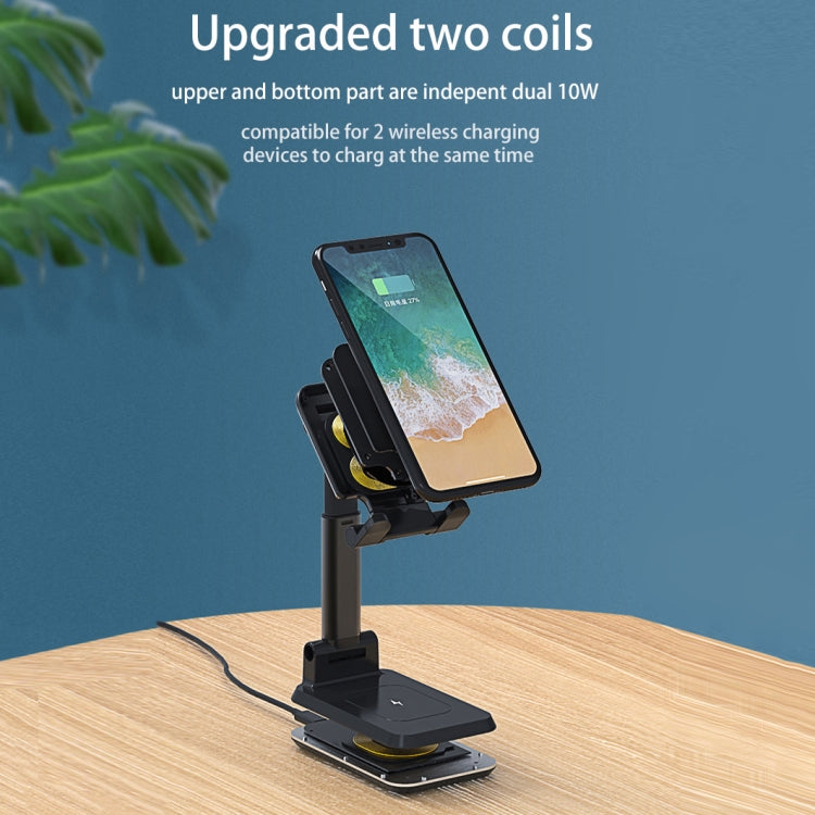 T6 2 in 1 Portable Folding Stand Wireless Charging, Style:Double Charge(Black) - Wireless Charger by PMC Jewellery | Online Shopping South Africa | PMC Jewellery | Buy Now Pay Later Mobicred
