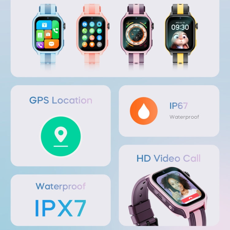 LEMFO K36 1.83 inch IPX7 Children Sport Smart Watch, Support Video Call / Message Notification / GPS / WiFi(Pink) - Smart Watches by LEMFO | Online Shopping South Africa | PMC Jewellery | Buy Now Pay Later Mobicred