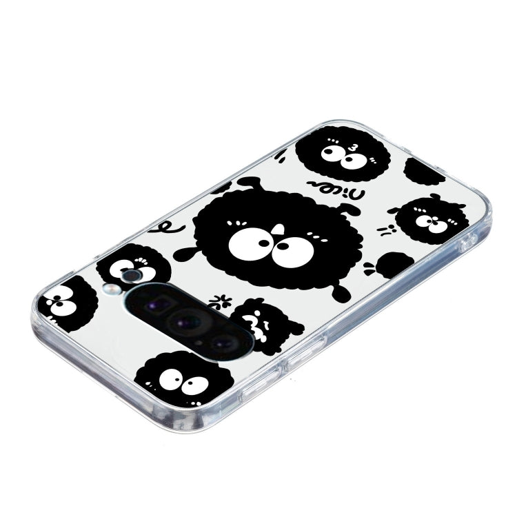 For Google Pixel 9 Pro Colored Drawing Pattern Transparent TPU Phone Case(Black Eye) - Google Cases by PMC TechLife | Online Shopping South Africa | PMC TechLife | Buy Now Pay Later Mobicred