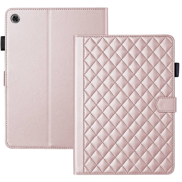 For Lenovo Tab M10 Plus 10.6 3rd Gen Rhombus Lattice Leather Smart Tablet Case(Rose Gold) - Lenovo by PMC TechLife | Online Shopping South Africa | PMC TechLife | Buy Now Pay Later Mobicred