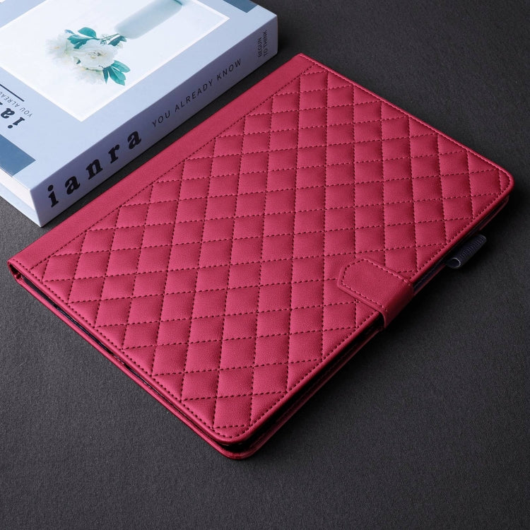 For Lenovo Xiaoxin Pad Pro 12.7 2023 Rhombus Lattice Leather Tablet Case(Red) - Lenovo by PMC TechLife | Online Shopping South Africa | PMC TechLife | Buy Now Pay Later Mobicred