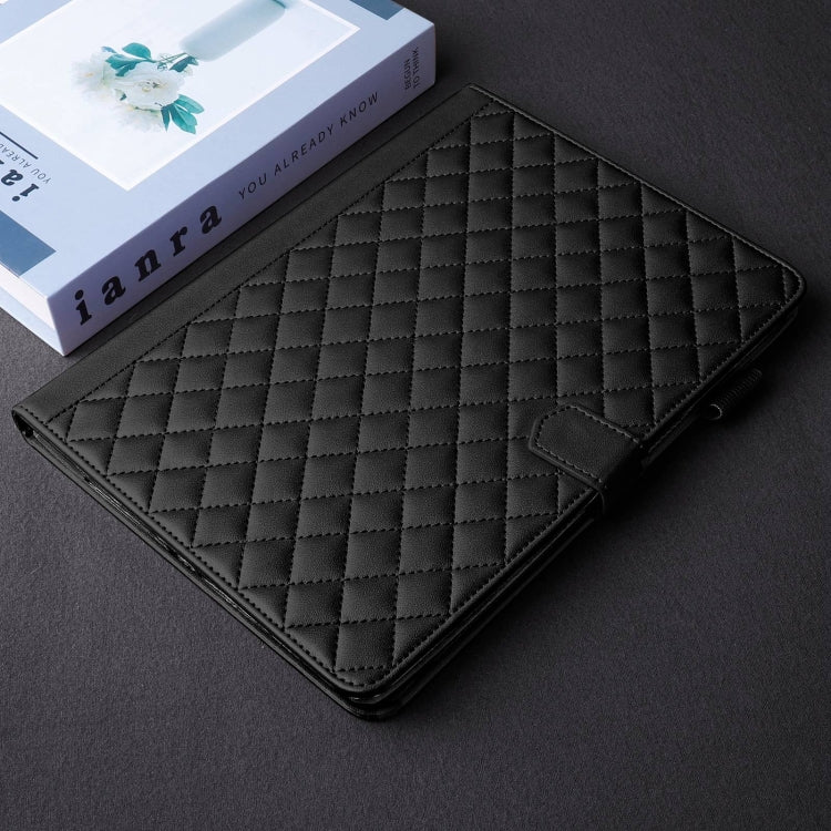 For Lenovo Xiaoxin Pad Pro 12.7 2023 Rhombus Lattice Leather Tablet Case(Black) - Lenovo by PMC TechLife | Online Shopping South Africa | PMC TechLife | Buy Now Pay Later Mobicred