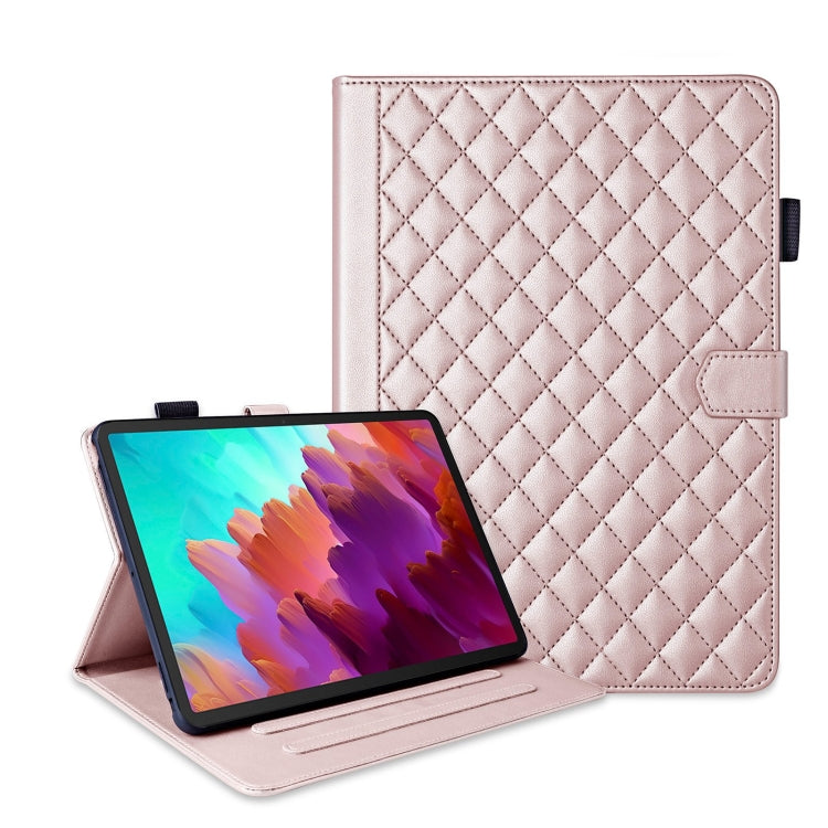 For Lenovo Tab P11 Gen 2 Rhombus Lattice Leather Tablet Case(Rose Gold) - Lenovo by PMC TechLife | Online Shopping South Africa | PMC TechLife | Buy Now Pay Later Mobicred