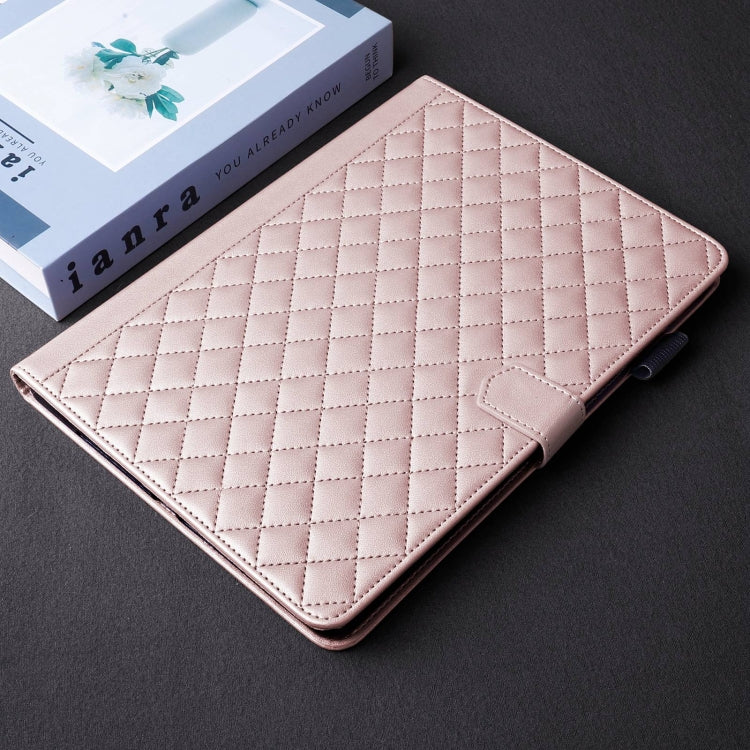 For Honor Pad 9 Rhombus Lattice Leather Tablet Case(Rose Gold) - Honor by PMC TechLife | Online Shopping South Africa | PMC TechLife | Buy Now Pay Later Mobicred
