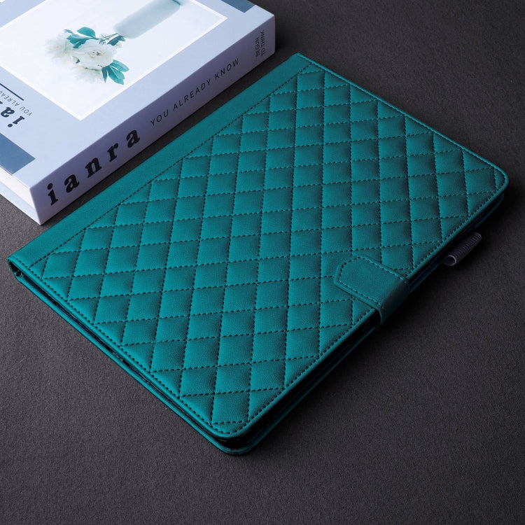 For Honor Pad 9 Rhombus Lattice Leather Tablet Case(Dark Green) - Honor by PMC TechLife | Online Shopping South Africa | PMC TechLife | Buy Now Pay Later Mobicred