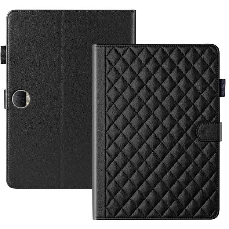 For Honor Pad 9 Rhombus Lattice Leather Tablet Case(Black) - Honor by PMC TechLife | Online Shopping South Africa | PMC TechLife | Buy Now Pay Later Mobicred