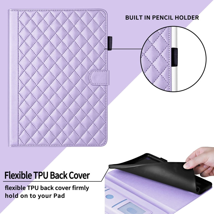 For Honor Pad X9 / X8 Pro Rhombus Lattice Leather Tablet Case(Purple) - Honor by PMC TechLife | Online Shopping South Africa | PMC TechLife | Buy Now Pay Later Mobicred