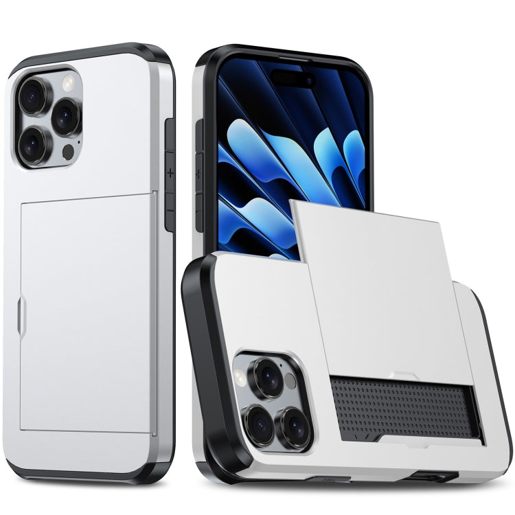 For iPhone 16 Pro Shockproof Armor Phone Case with Card Slot(Silver) - iPhone 16 Pro Cases by PMC TechLife | Online Shopping South Africa | PMC TechLife | Buy Now Pay Later Mobicred