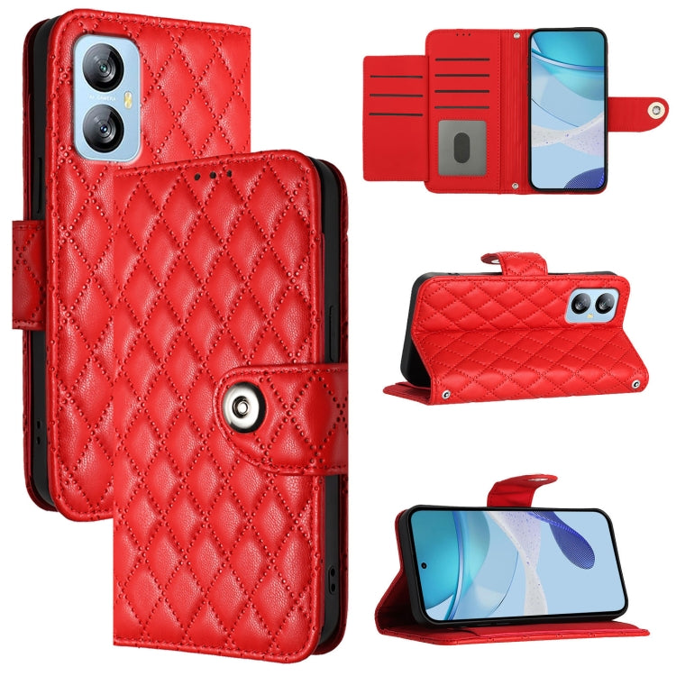 For Blackview A52 Rhombic Texture Flip Leather Phone Case with Lanyard(Red) - More Brand by PMC TechLife | Online Shopping South Africa | PMC TechLife | Buy Now Pay Later Mobicred