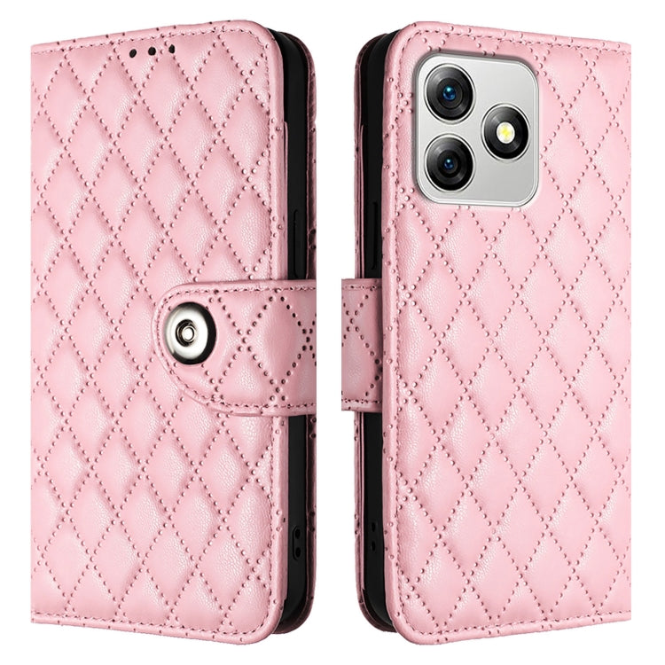 For Ulefone Note 18 Ultra Rhombic Texture Flip Leather Phone Case with Lanyard(Pink) - Ulefone Cases by PMC Jewellery | Online Shopping South Africa | PMC Jewellery | Buy Now Pay Later Mobicred