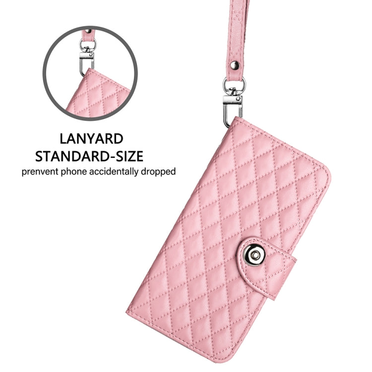 For Ulefone Note 18 Ultra Rhombic Texture Flip Leather Phone Case with Lanyard(Pink) - Ulefone Cases by PMC Jewellery | Online Shopping South Africa | PMC Jewellery | Buy Now Pay Later Mobicred