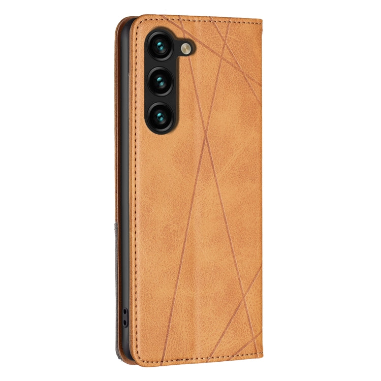 For Samsung Galaxy S25+ 5G Rhombus Texture Magnetic Leather Phone Case(Yellow) - Galaxy S25+ 5G Cases by PMC Jewellery | Online Shopping South Africa | PMC Jewellery | Buy Now Pay Later Mobicred