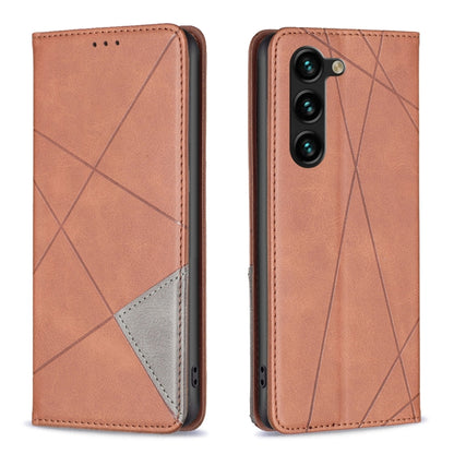 For Samsung Galaxy S25+ 5G Rhombus Texture Magnetic Leather Phone Case(Brown) - Galaxy S25+ 5G Cases by PMC Jewellery | Online Shopping South Africa | PMC Jewellery | Buy Now Pay Later Mobicred