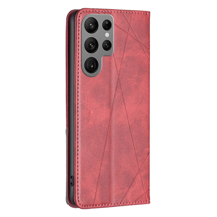 For Samsung Galaxy S25 Ultra 5G Rhombus Texture Magnetic Leather Phone Case(Red) - Galaxy S25 Ultra 5G Cases by PMC Jewellery | Online Shopping South Africa | PMC Jewellery | Buy Now Pay Later Mobicred