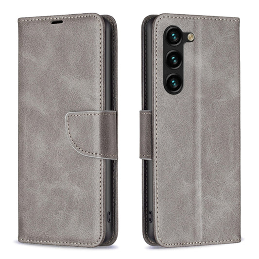 For Samsung Galaxy S25+ 5G Lambskin Texture Pure Color Flip Leather Phone Case(Grey) - Galaxy S25+ 5G Cases by PMC Jewellery | Online Shopping South Africa | PMC Jewellery | Buy Now Pay Later Mobicred