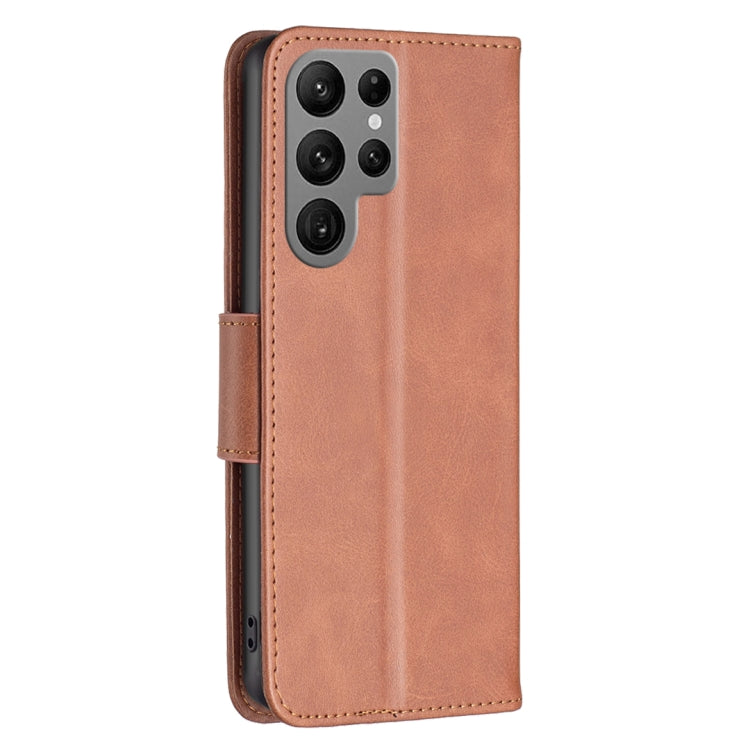 For Samsung Galaxy S25 Ultra 5G Lambskin Texture Pure Color Flip Leather Phone Case(Brown) - Galaxy S25 Ultra 5G Cases by PMC Jewellery | Online Shopping South Africa | PMC Jewellery | Buy Now Pay Later Mobicred