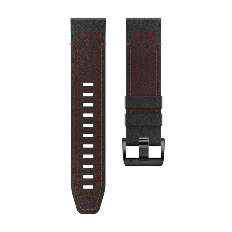 For Garmin Fenix 7 22mm Dot Hole Silicone Leather Quick Release Watch Band(Black Red) - free shipping - PMc TechLife - Order now!