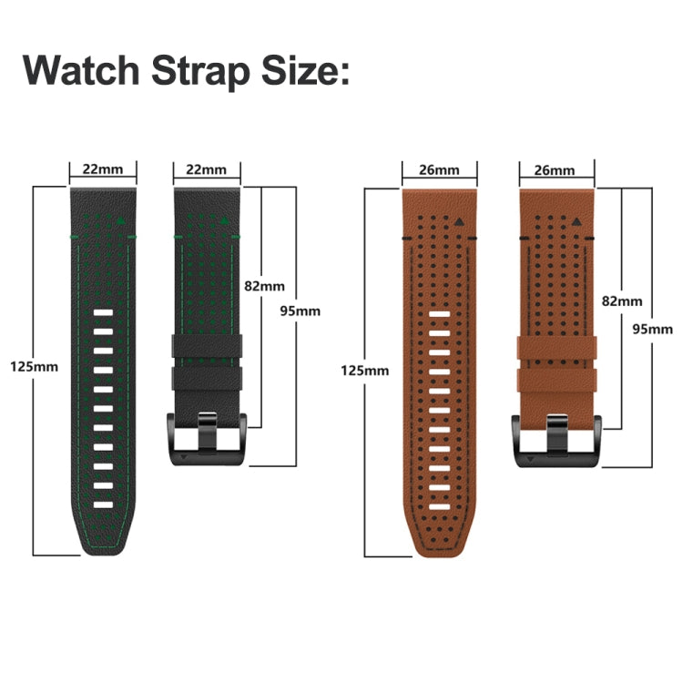 For Garmin Fenix 7 22mm Dot Hole Silicone Leather Quick Release Watch Band(Black Orange) - free shipping - PMc TechLife - Order now!