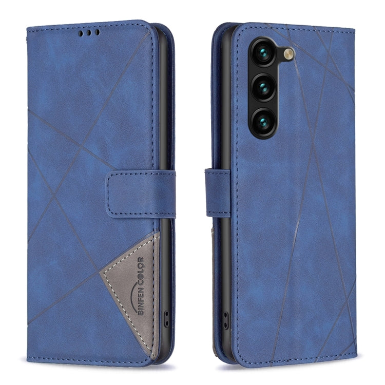 For Samsung Galaxy S25+ 5G Magnetic Buckle Rhombus Texture Leather Phone Case(Blue) - Galaxy S25+ 5G Cases by PMC Jewellery | Online Shopping South Africa | PMC Jewellery | Buy Now Pay Later Mobicred