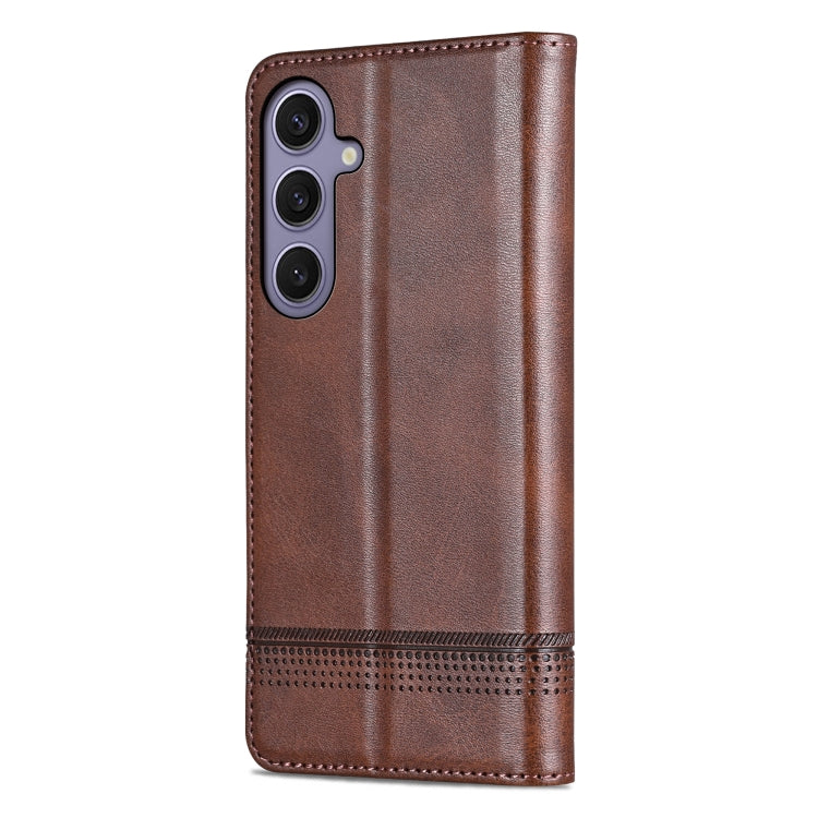 For Samsung Galaxy S25 5G AZNS Magnetic Calf Texture Flip Leather Phone Case(Dark Brown) - Galaxy S25 5G Cases by AZNS | Online Shopping South Africa | PMC Jewellery | Buy Now Pay Later Mobicred